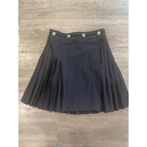 The Kooples Navy Pleated Skirt With Embellished Buttons Size 34 - US size 0/2